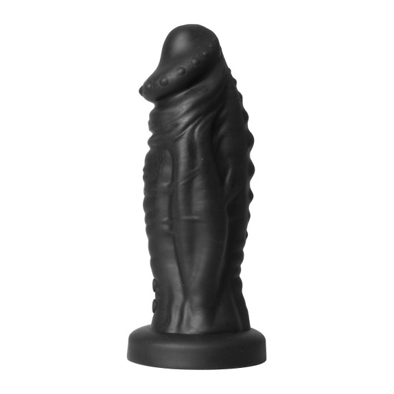 DILDO FALLO NERO VIBRANTE DI SILICONE MORBIDO CON RILIEVI DEVIL MONSTER COCK