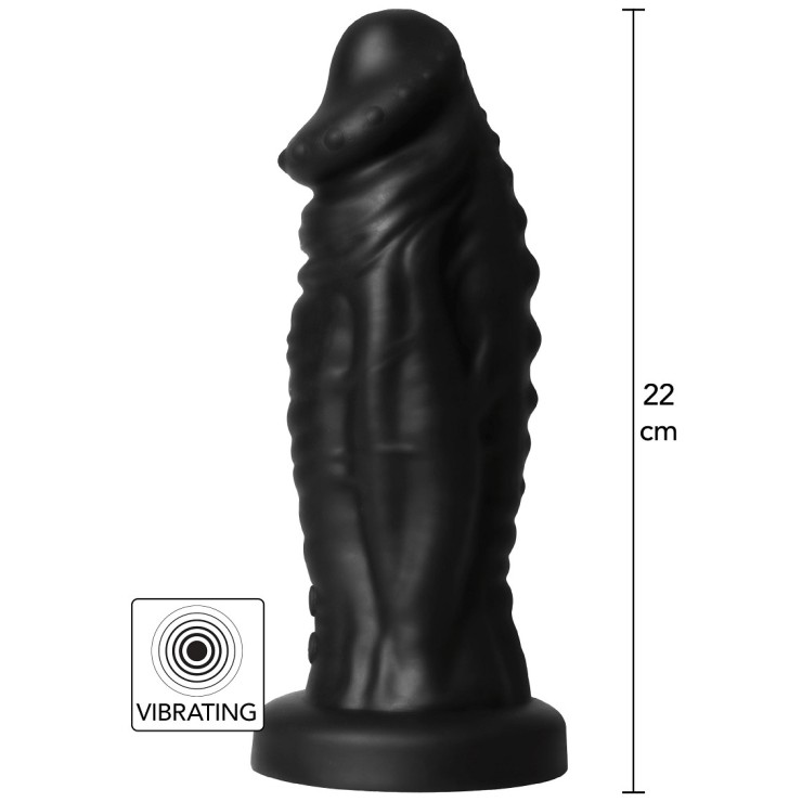 DILDO FALLO NERO VIBRANTE DI SILICONE MORBIDO CON RILIEVI... 2