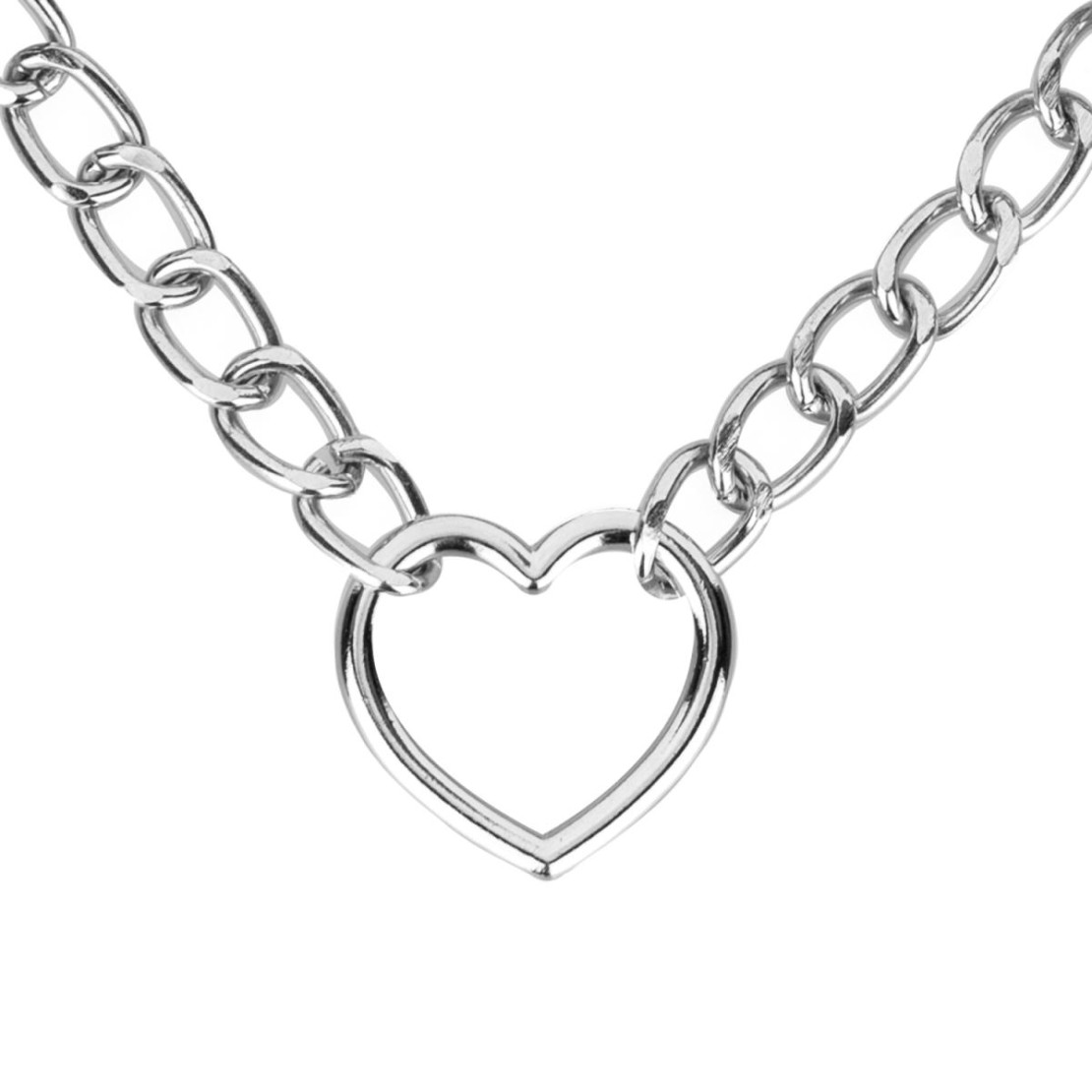 COLLARE SEXY IN CATENA CON CUORE E ECOPELLE CON...