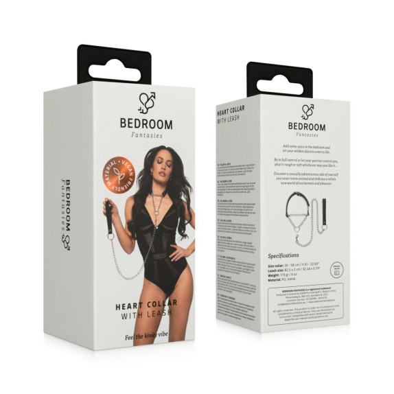 COLLARE SEXY IN CATENA CON CUORE E ECOPELLE CON GUINZAGLIO BEDROOM