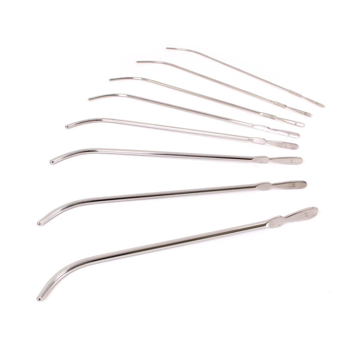 SET 8 SONDE URETRALI CURVE VAN BUREN IN ACCIAIO...