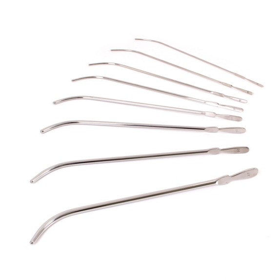 SET 8 SONDE URETRALI CURVE VAN BUREN IN ACCIAIO VARIE MISURE