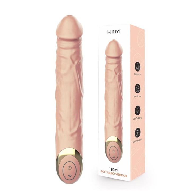 SEX TOY FALLO VIBRANTE RICARICABILE SILICONE MORBIDO TERRY