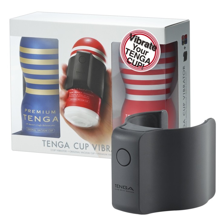 KIT 2 MASTURBATORI CON ADATTATORE VIBRANTE CUP VIBRATOR...