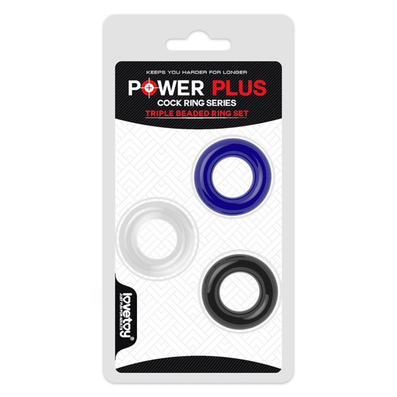 KIT 3 ANELLI PER PENE SEX TOY PER MANTENERE L'EREZIONE POWER PLUS