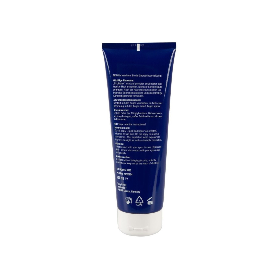 CREMA DEPILATORIA BLITZ BLANK 125 ML