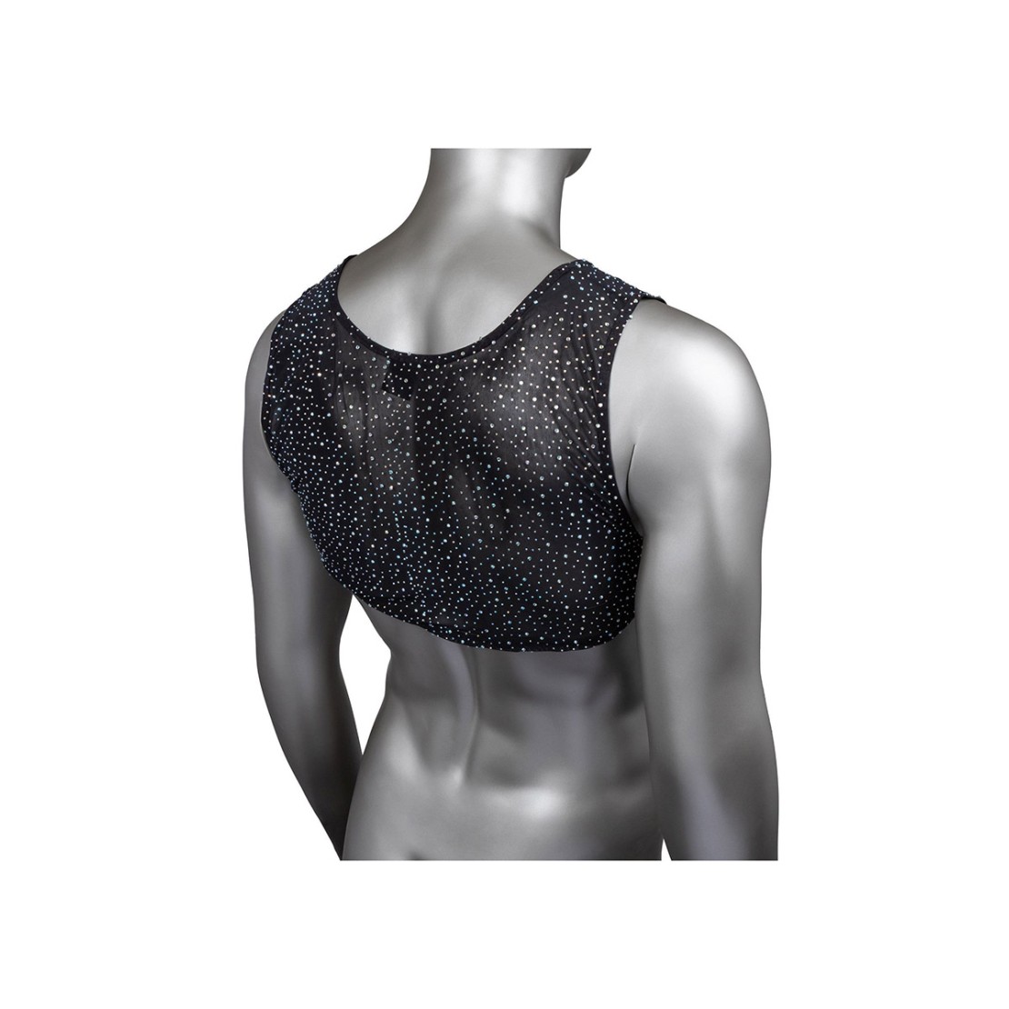 TOP CORTO A RETE CON STRASS PER UOMO CROP TOP...
