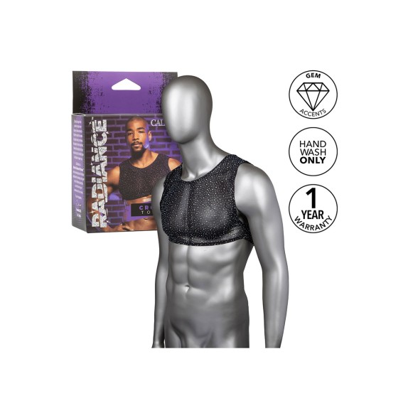 TOP CORTO A RETE CON STRASS PER UOMO CROP TOP CALEXOTICS