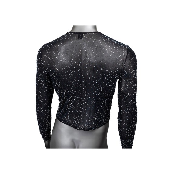 MAGLIA A MANICHE LUNGHE IN MICRORETE CON STRASS PER UOMO CALEXOTICS