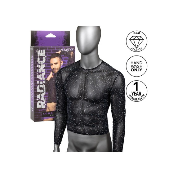 MAGLIA A MANICHE LUNGHE IN MICRORETE CON STRASS PER UOMO CALEXOTICS