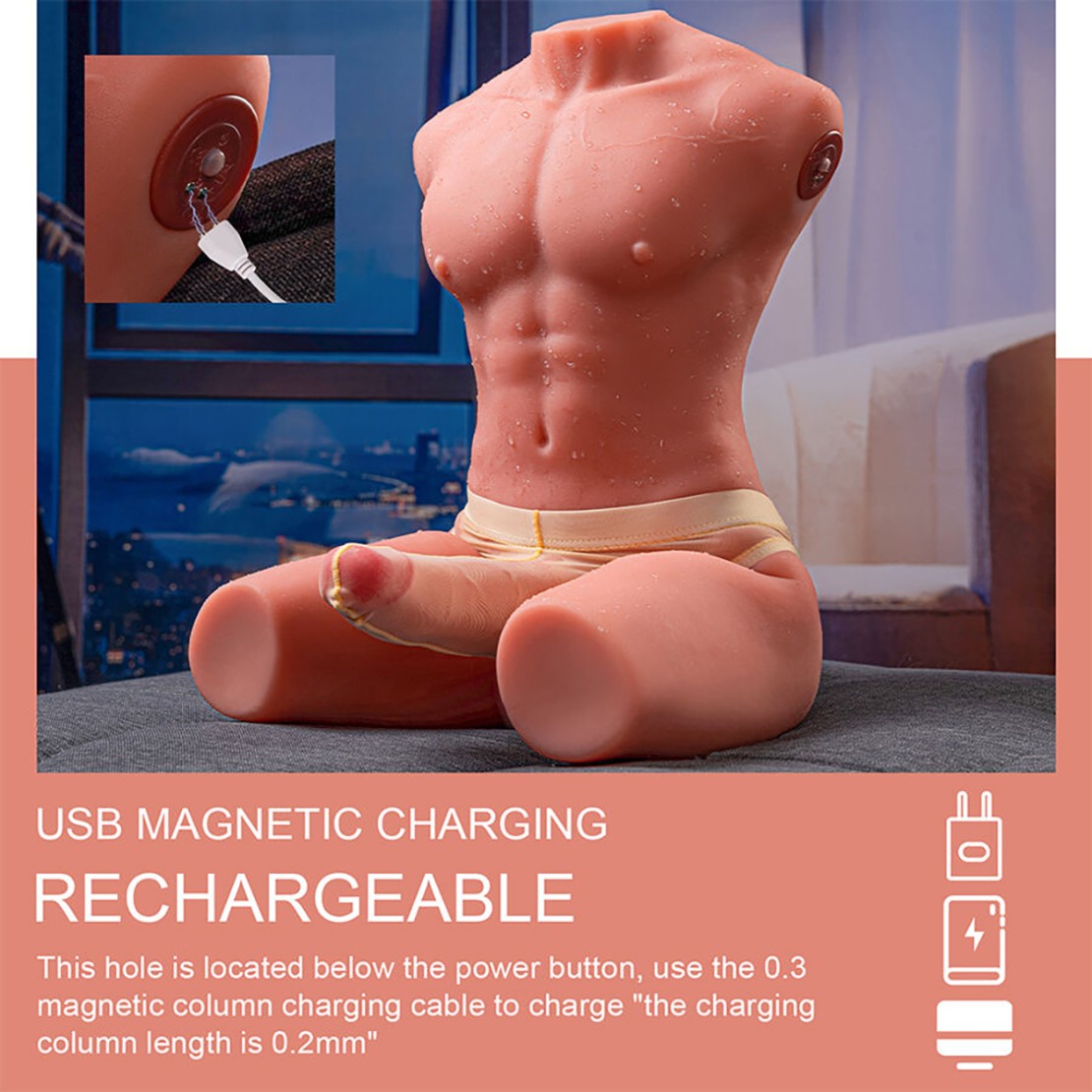 MEZZO BUSTO REALISTICO DI UOMO CON PENE A...