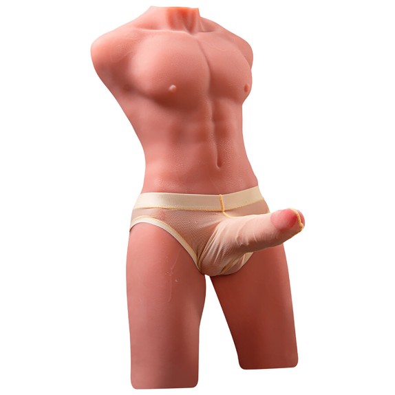 MEZZO BUSTO REALISTICO DI UOMO CON PENE A SPINTA IN SILICONE JASON