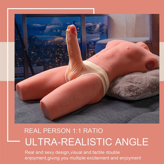 MEZZO BUSTO REALISTICO DI UOMO CON PENE A SPINTA IN SILICONE JASON