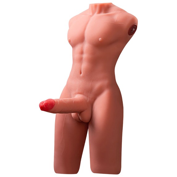 MEZZO BUSTO REALISTICO DI UOMO CON PENE A SPINTA IN SILICONE JASON