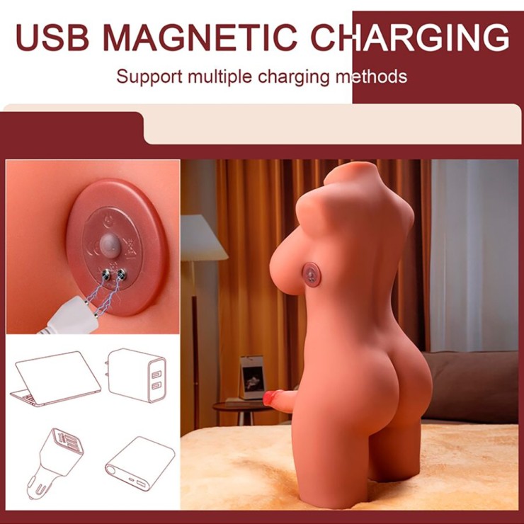 BUSTO REALISTICO DI TRANS CON PENE A MOVIMENTO A SPINTA...