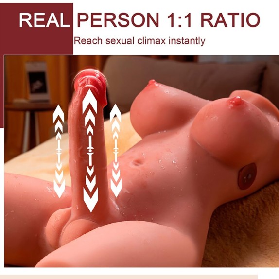 BUSTO REALISTICO DI TRANS CON PENE A MOVIMENTO A SPINTA IN SILICONE MIAH XISE