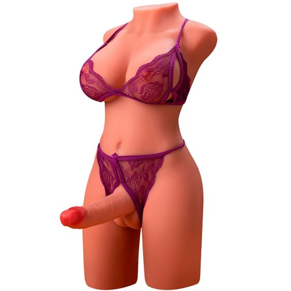 BUSTO REALISTICO DI TRANS CON PENE A MOVIMENTO A SPINTA IN SILICONE MIAH XISE