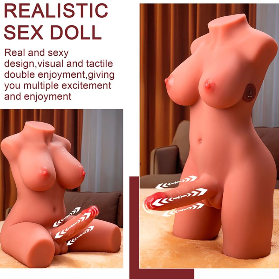 BUSTO REALISTICO DI TRANS CON PENE A MOVIMENTO...