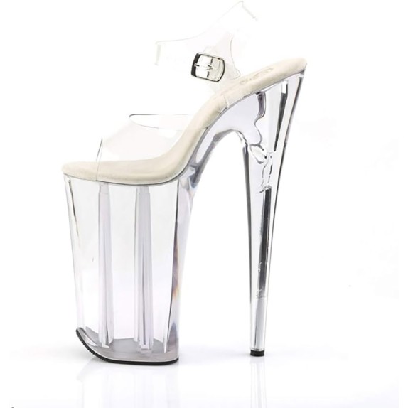 SANDALI TRASPERENTI TACCO 25 CM CON CINTURINO PLEASER