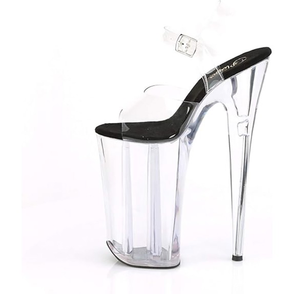 SANDALI TRASPERENTI TACCO 25 CM CON CINTURINO PLEASER