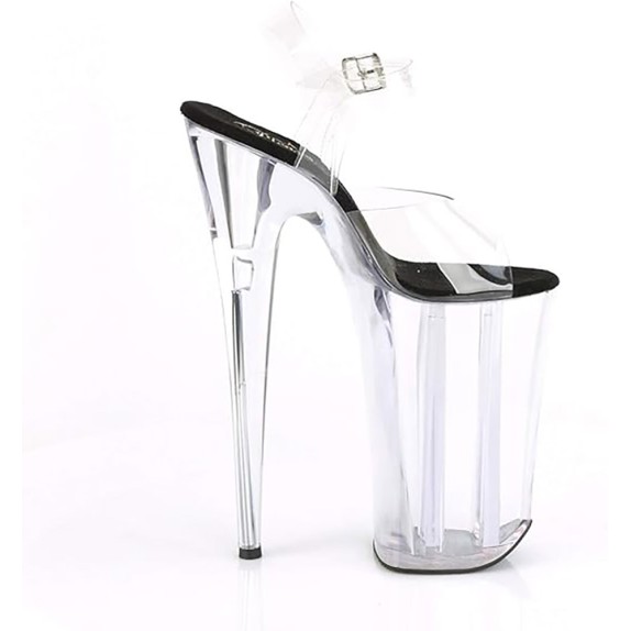 SANDALI TRASPERENTI TACCO 25 CM CON CINTURINO PLEASER