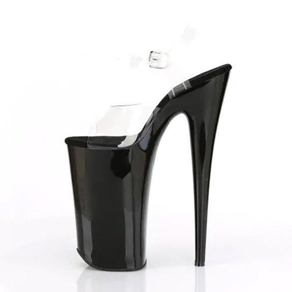 copy of SANDALO SEXY NERO E TRASPARENTE CON CINTURINO TACCO 25 CM