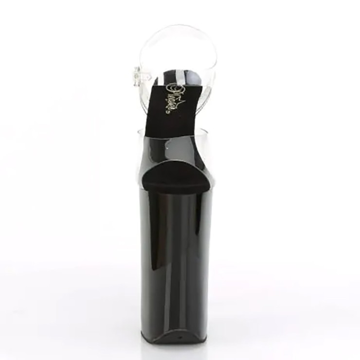 SANDALO SEXY NERO E TRASPARENTE CON CINTURINO TACCO 25 CM 2