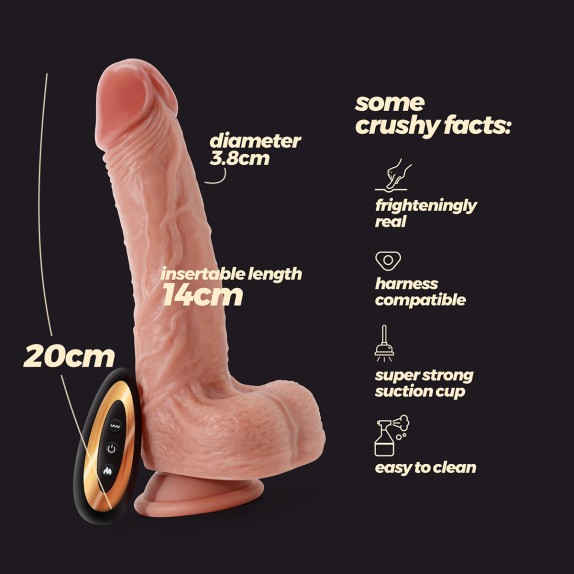 FALLO DILDO REALISTICO 20 CM SU E GIÙ, ROTAZIONE, VIBRAZIONE, RISCALDANTE INVIKTUS