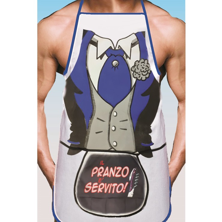 GREMBIULE SEXY PER UOMO CON SCRITTA IL PRANZO E’ SERVITO