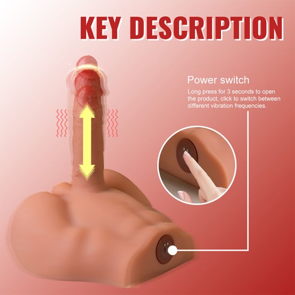 MEZZO BUSTO DI UOMO CON PENE 17,5 CM A SPINTA SU E GIU' IN SILICONE PEEL XISE