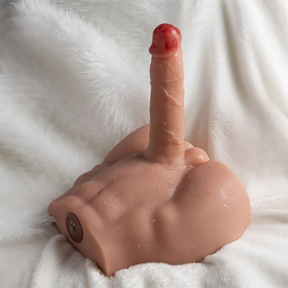MEZZO BUSTO DI UOMO CON PENE 17,5 CM A SPINTA SU E GIU' IN SILICONE PEEL XISE