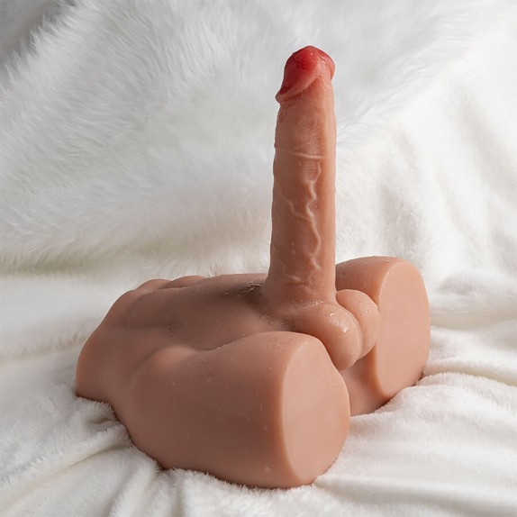 MEZZO BUSTO DI UOMO CON PENE 17,5 CM A SPINTA SU E GIU' IN SILICONE PEEL XISE