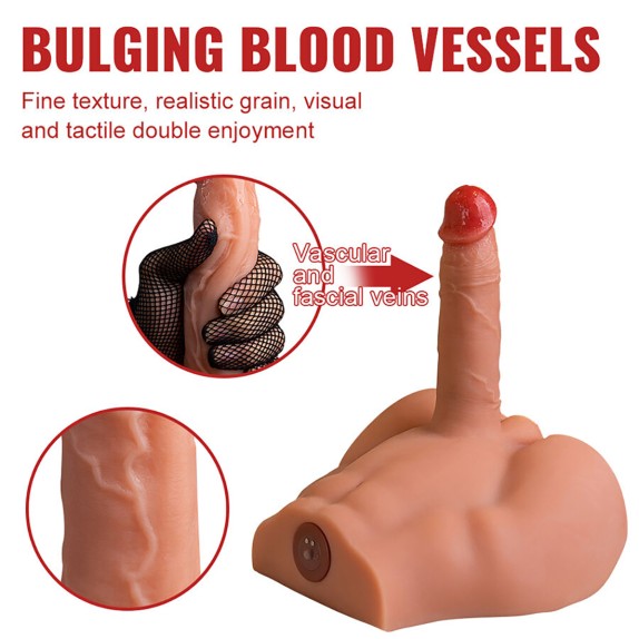 MEZZO BUSTO DI UOMO CON PENE 17,5 CM A SPINTA SU E GIU' IN SILICONE PEEL XISE