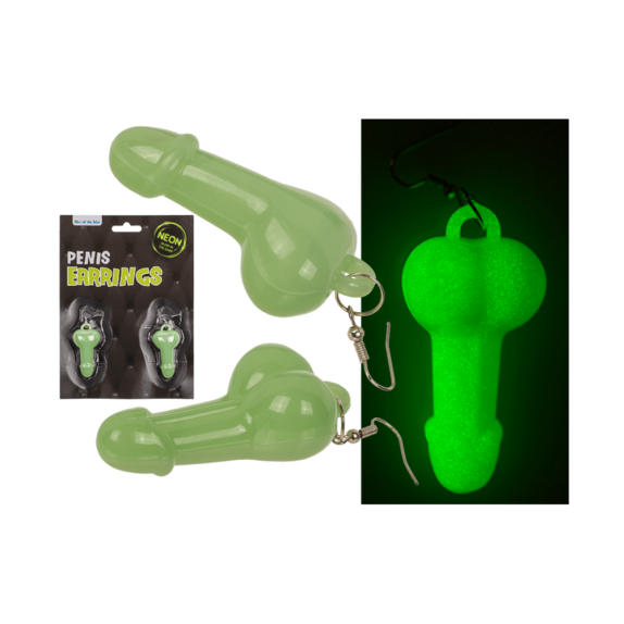 COPPIA DI ORECCHINI SEXY GADGET A FORMA DI PENE FLUORESCENTI