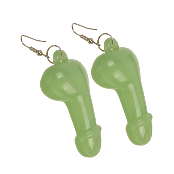 COPPIA DI ORECCHINI SEXY GADGET A FORMA DI PENE FLUORESCENTI
