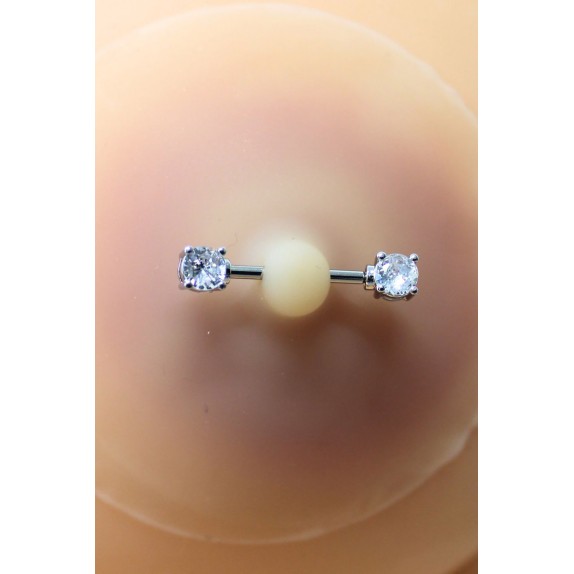 COPRI CAPEZZOLI CON PIERCING A BARRETTA CON STRASS PER PELLE CHIARA