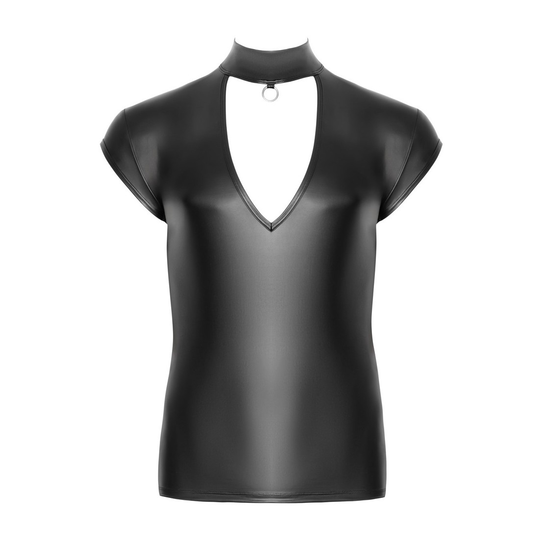 MAGLIA NERA SCOLLATA CON ANELLO PER UOMO IN...