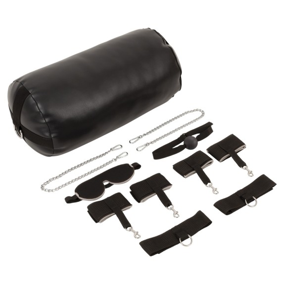 SET BONDAGE COSTRITTIVO CON CUSCINO TONDO E MANETTE CON ACCESSORI