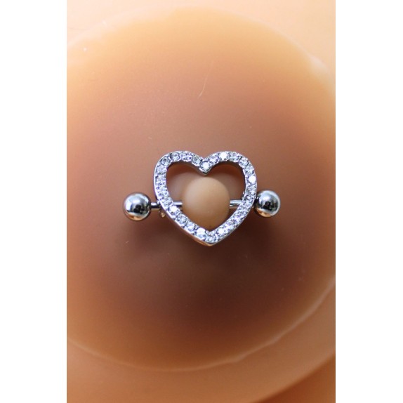COPRI CAPEZZOLI CON PIERCING A CUORE CON STRASS PER CARNAGIONE MEDIA-SCURA