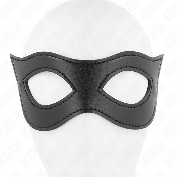 MASCHERA PER OCCHI SEXY IN ECOPELLE NERA DA GATTO KINK