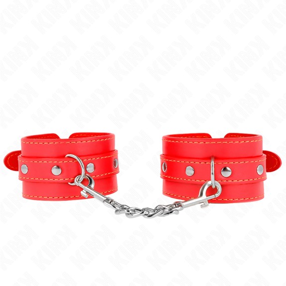 MANETTE SEXY ROSSE IN ECOPELLE STACCABILI CON FIBBIA SOFT BDSM KINK