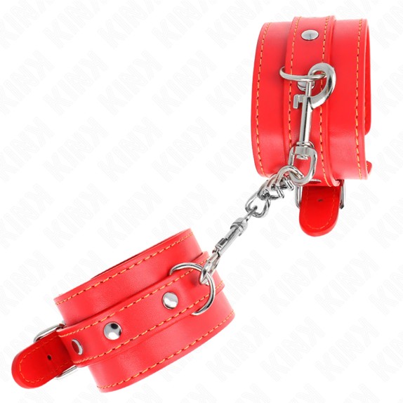 MANETTE SEXY ROSSE IN ECOPELLE STACCABILI CON FIBBIA SOFT BDSM KINK