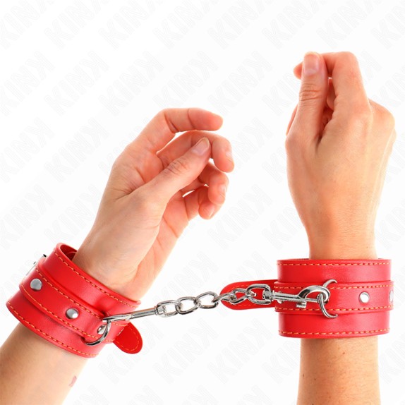 MANETTE SEXY ROSSE IN ECOPELLE STACCABILI CON FIBBIA SOFT BDSM KINK