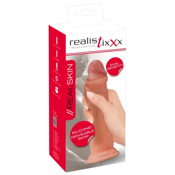 DILDO REALISTICO IN SILICONE DUAL DENSITY CON PELLE SCORREVOLE 20,5 CM