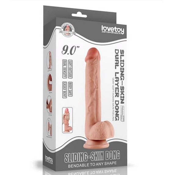 FALLO REALISTICO CON TESTICOLI VENTOSA E PELLE MOBILE SLIDING SKIN 9,5"