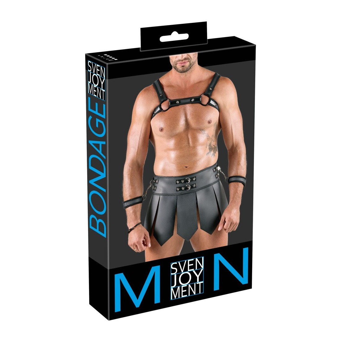 SET BONDAGE UOMO CON HARNESS E GONNA GLADIATORE...
