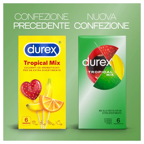 PROFILATTICI ALLA FRUTTA 4 GUSTI DUREX TROPICAL MIX CONFEZIONE 12 PEZZI