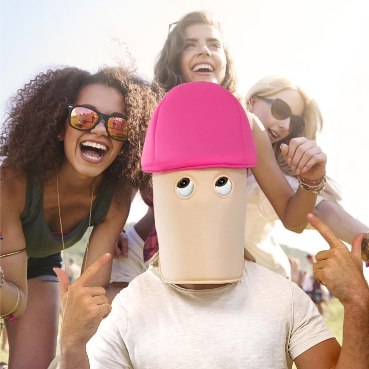 MASCHERA INTEGRALE A FORMA DI PENE ROSA DI PELUCHES GIGANTE 2
