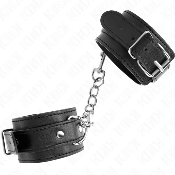 MANETTE CLASSICHE IN ECOPELLE NERA REGOLABILI E CON MOSCHETTONI PER UNIRLE