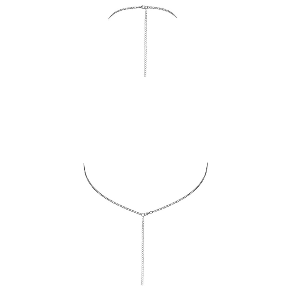 CROP TOP IN METALLO ARGENTO SCOLLO A CASCATA...